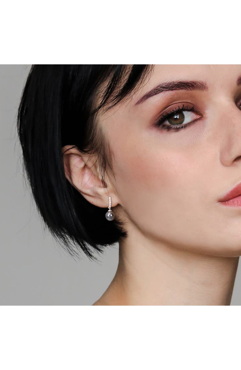 Julianna B. Tahitian Pearl & White Topaz Drop Earrings, Alternate, color, Tahitian Pearl