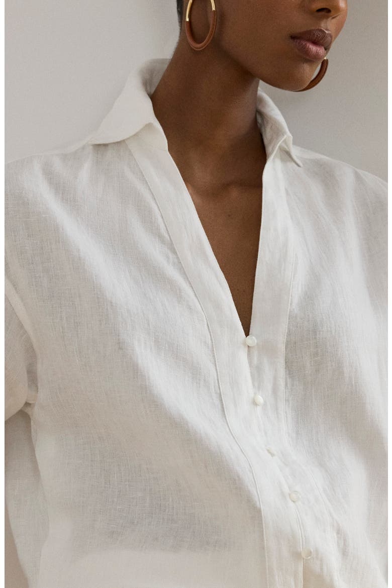 Relaxed Fit Linen Button-Up Shirt, Alternate, color, WHITE