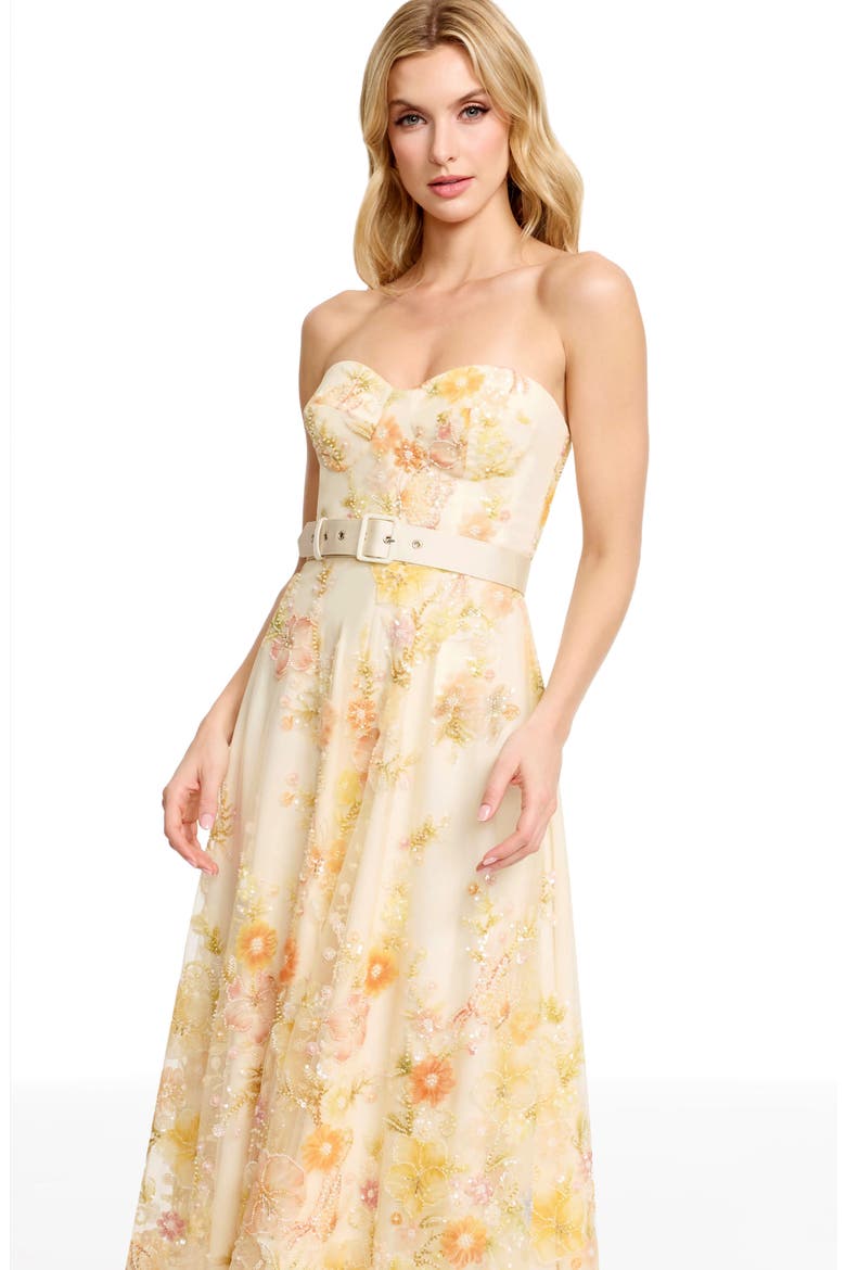 Mabel Strapless Floral Party Dress, Alternate, color, IVORY MULTI