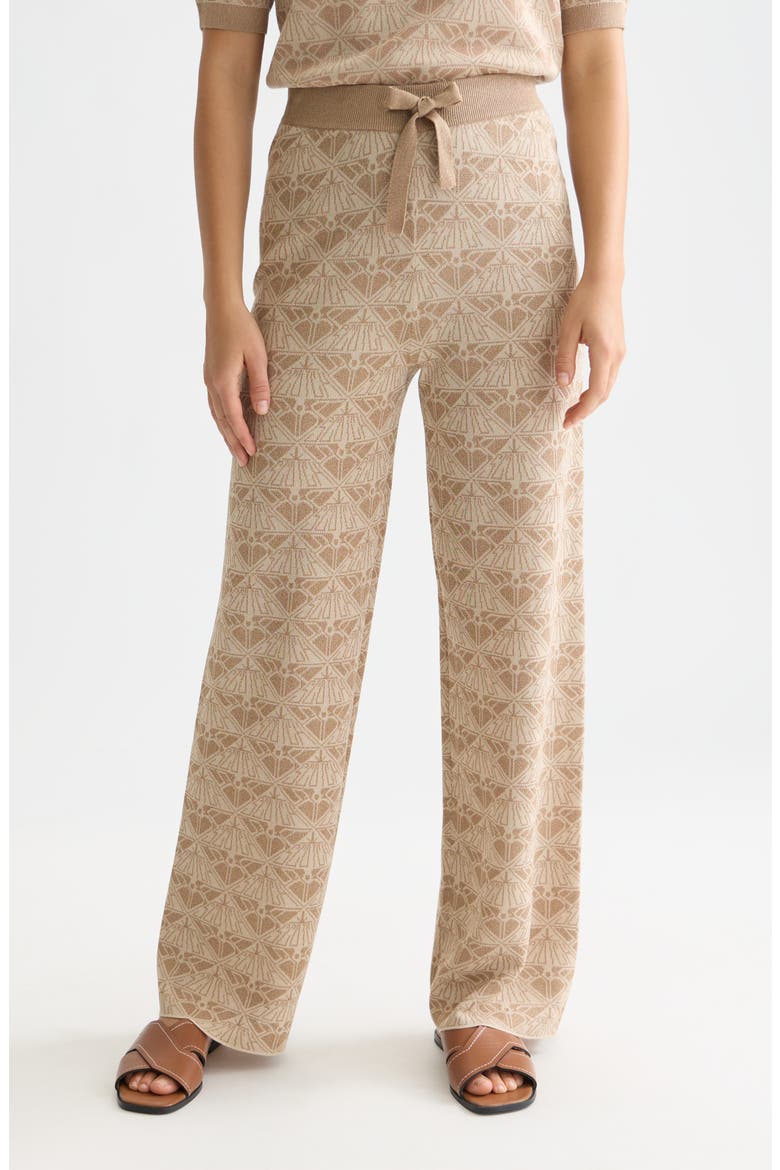 Logo Jacquard Knit Pants, Main, color, TRAVERTINE