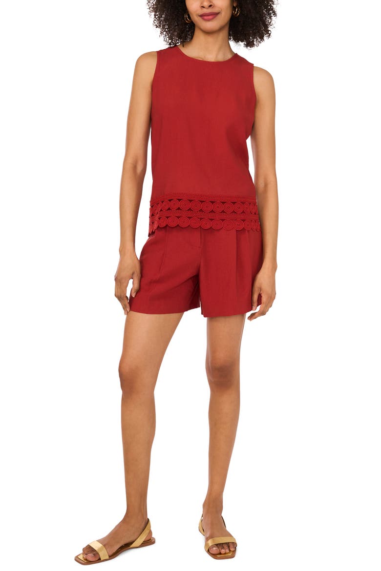 Circle Lace Trim Tank, Alternate, color, CHILI