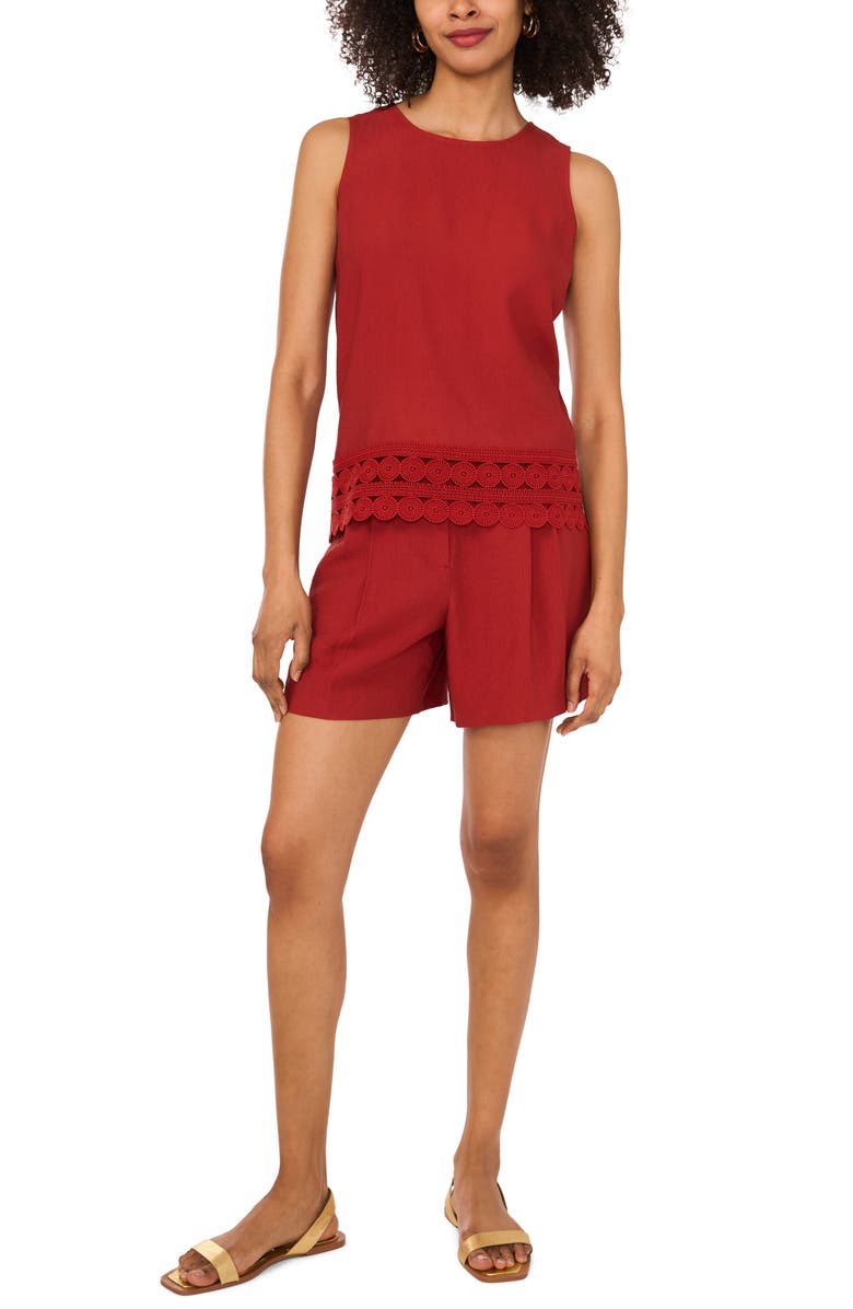 Vince Camuto Circle Lace Trim Tank, Alternate, color, Chili