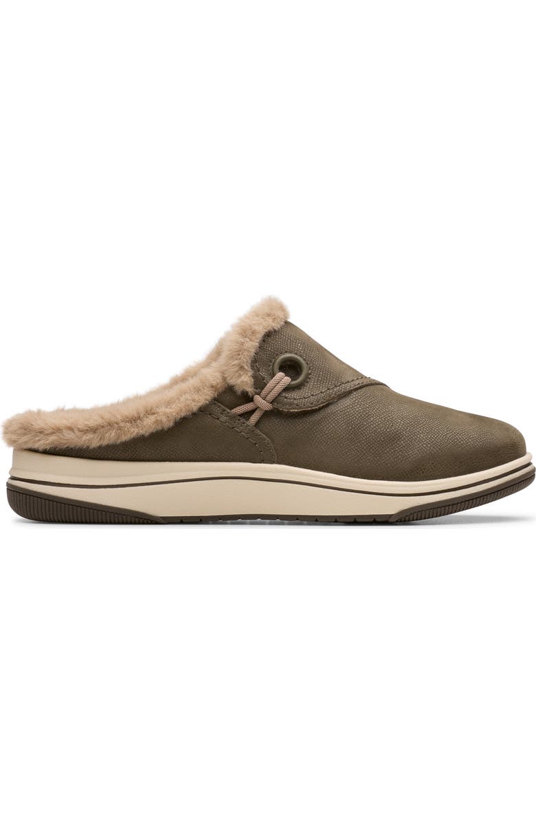 Clarks<sup>®</sup> Breeze Myth Faux Fur Lined Slipper - Wide Width Available, Alternate, color, Dark Olive
