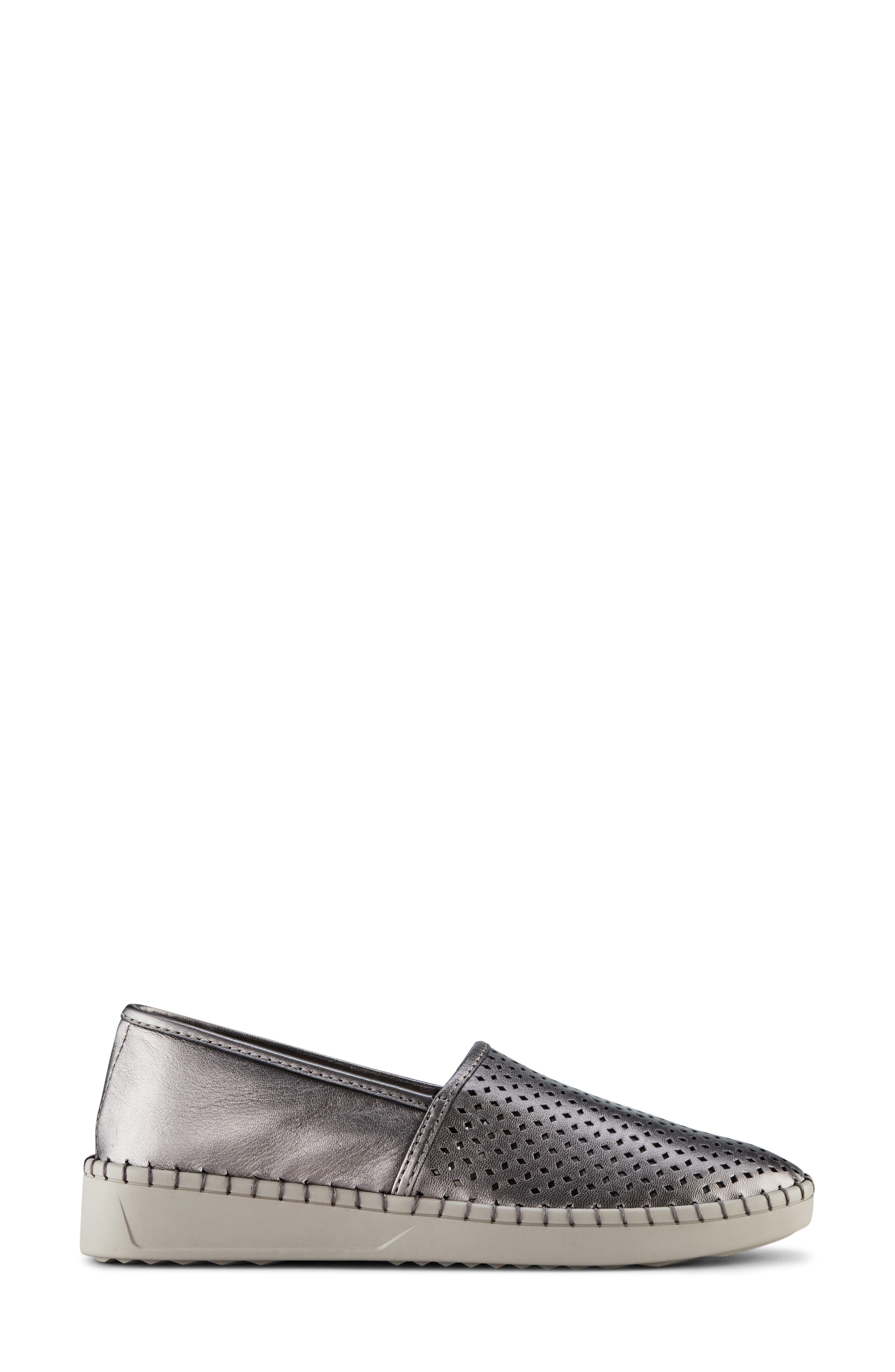 Cruz Perforated Slip-On Sneaker, Alternate, color, SILVER LEATHER