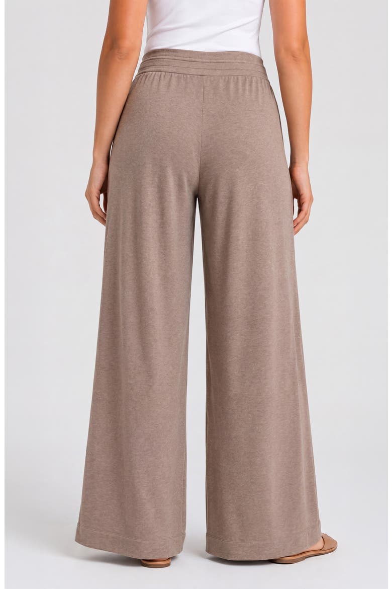 Pleat Front Pull On Wide Leg Pants, Alternate, color, HEATHERED TAUPE