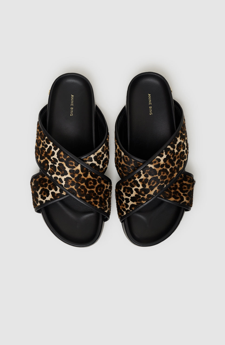 ANINE BING Emi Slides, Alternate, color, Leopard Print