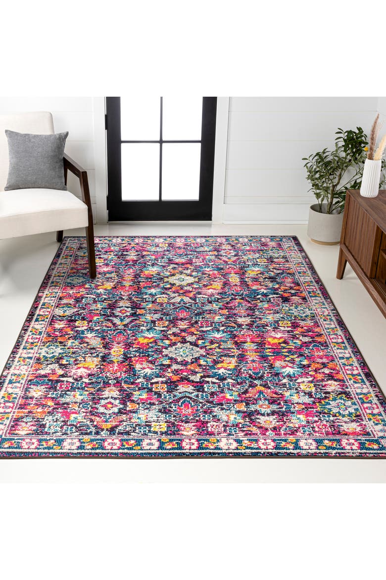 Modern Persian Boho Floral Area Rug, Alternate, color, Multi/Purple