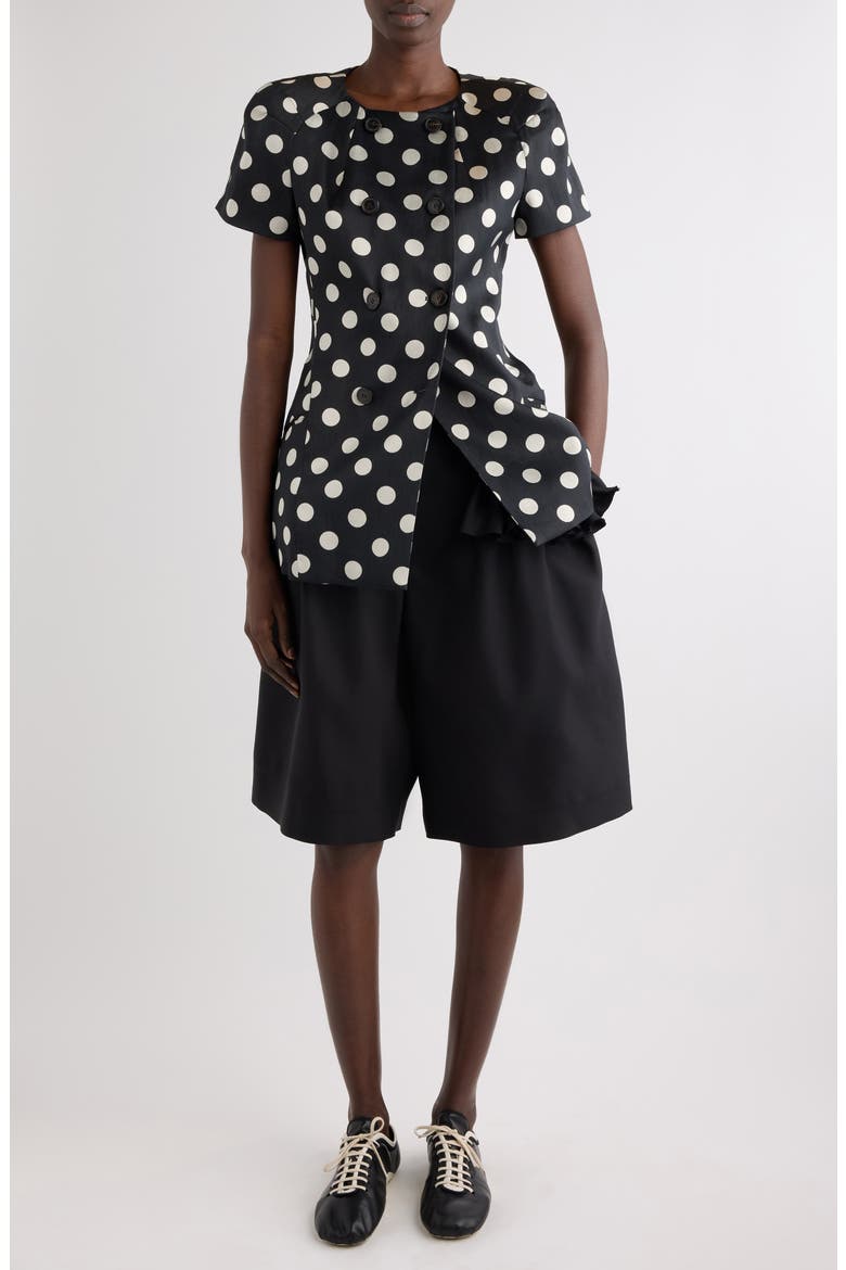 Polka Dot Washed Mousseline Jacket, Alternate, color, BLACK
