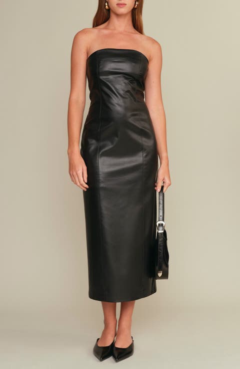 Emmet Strapless Faux Leather Dress