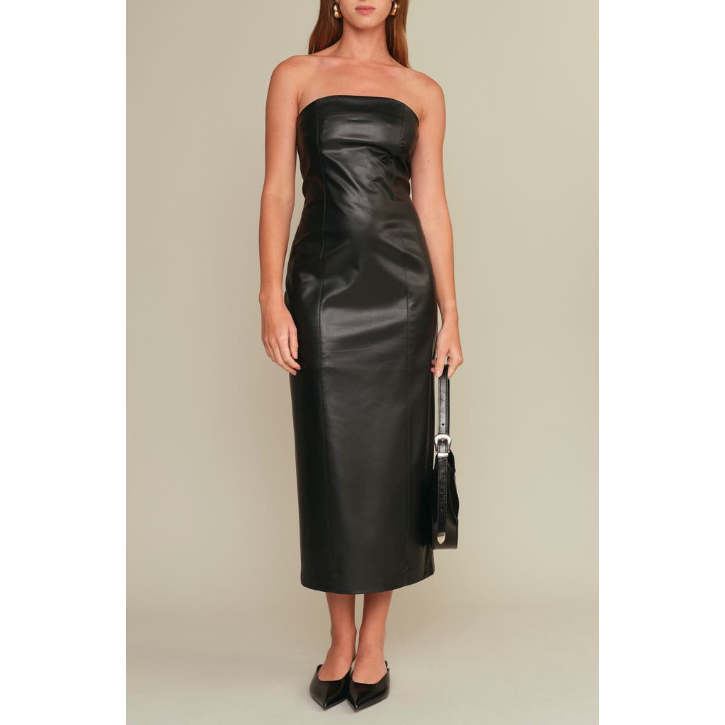 Deluc Emmet Strapless Faux Leather Dress In Black