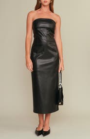DELUC Emmet Strapless Faux Leather Dress