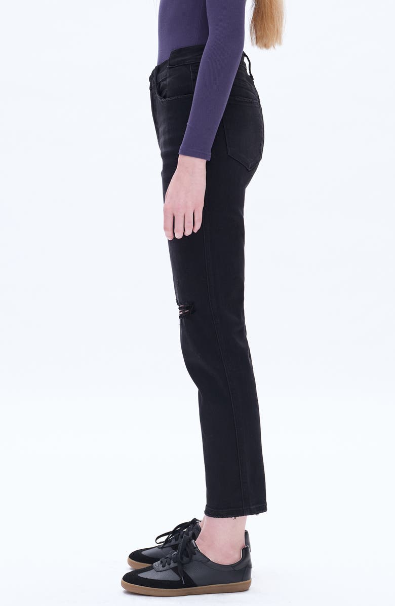 Bayeas Distressed High Waist Ankle Straight Leg Jeans, Alternate, color, Black