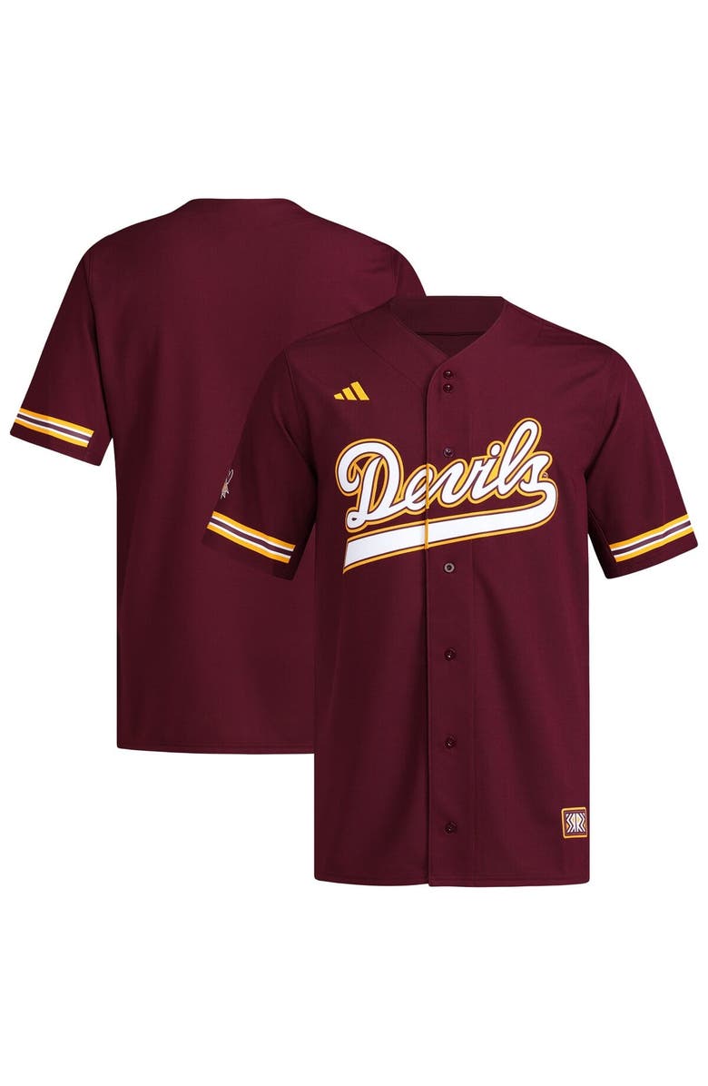 adidas Men's adidas  Maroon Arizona State Sun Devils Reversible Retro Full-Button Baseball Jersey, Main, color, 