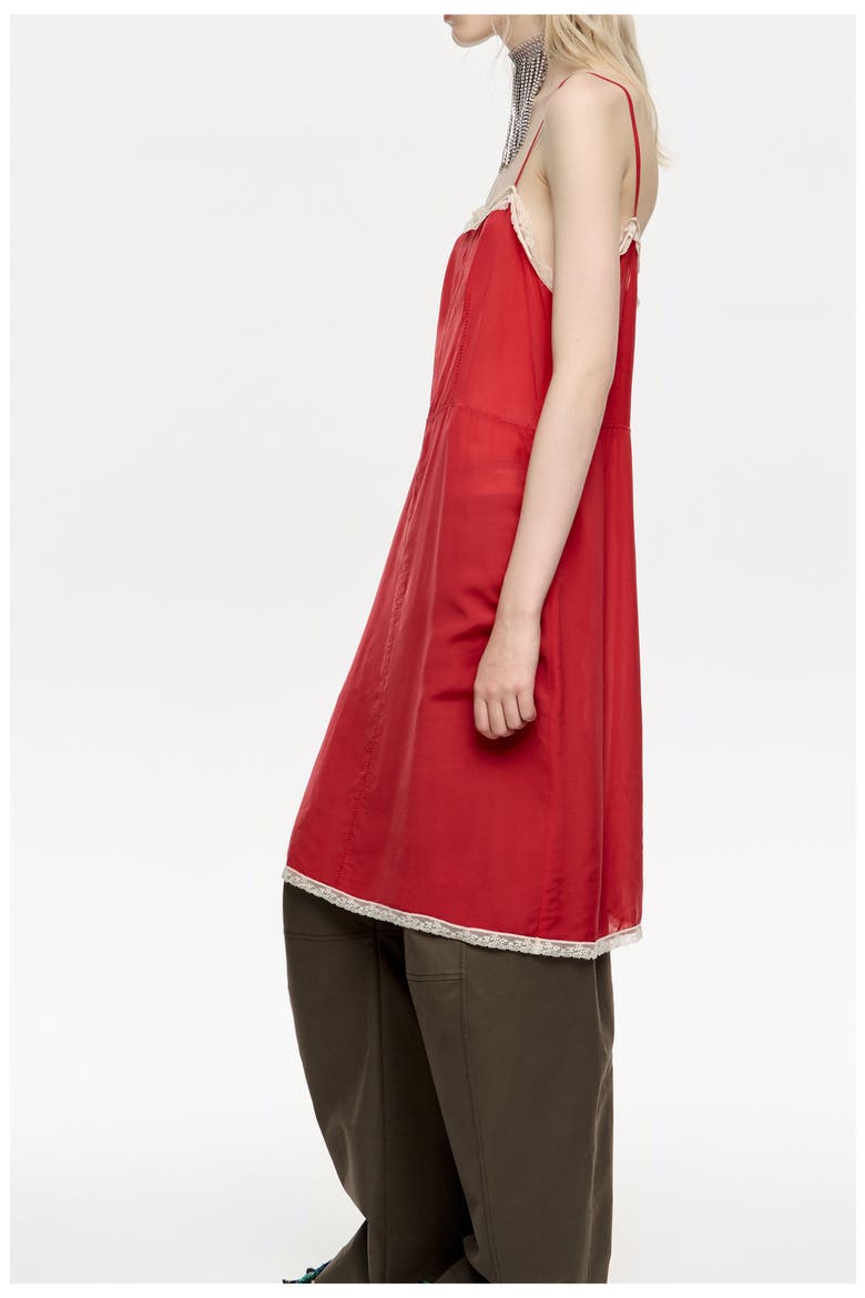 Dress With Contrast Lace Straps, Alternate, color, RED