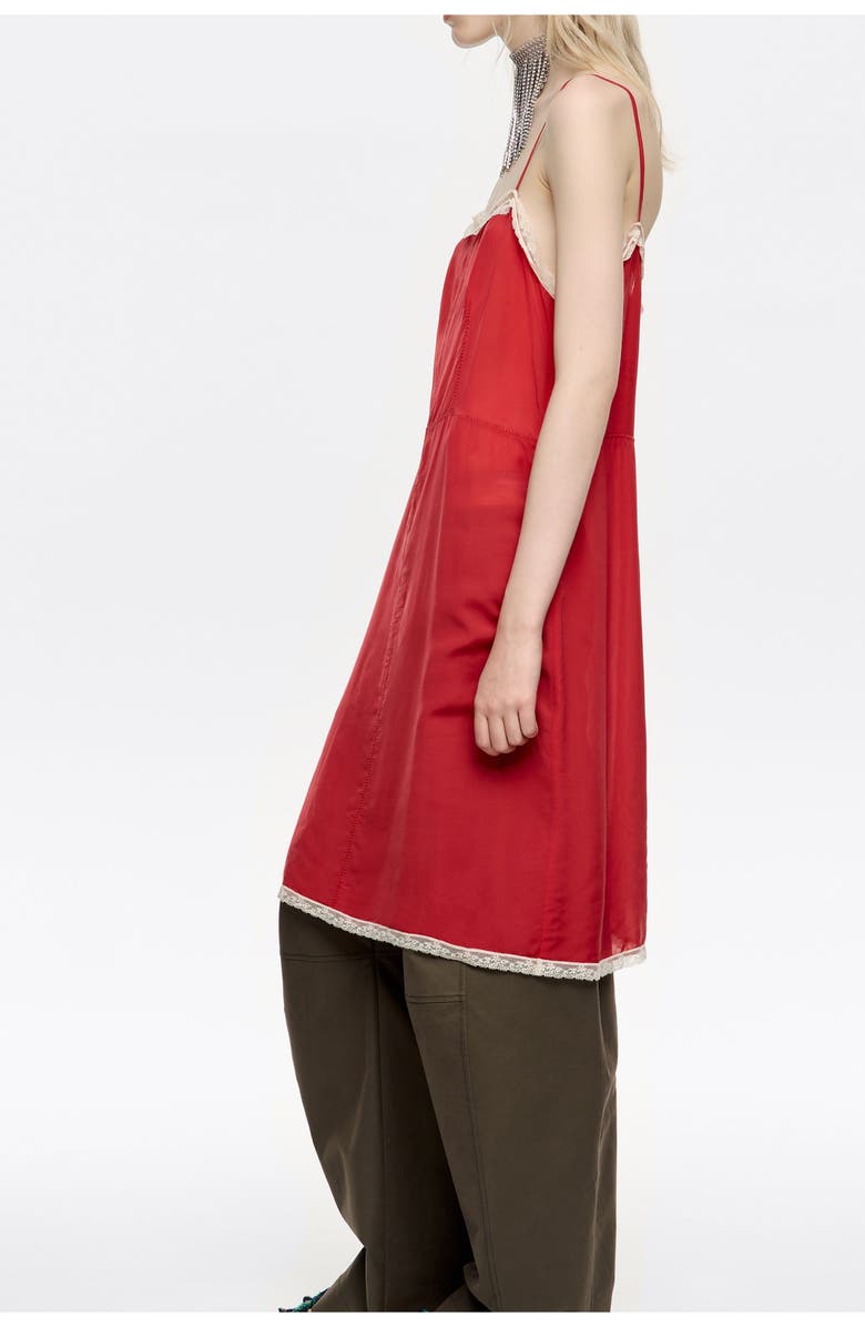 Bimba y Lola Dress With Contrast Lace Straps, Alternate, color, Red