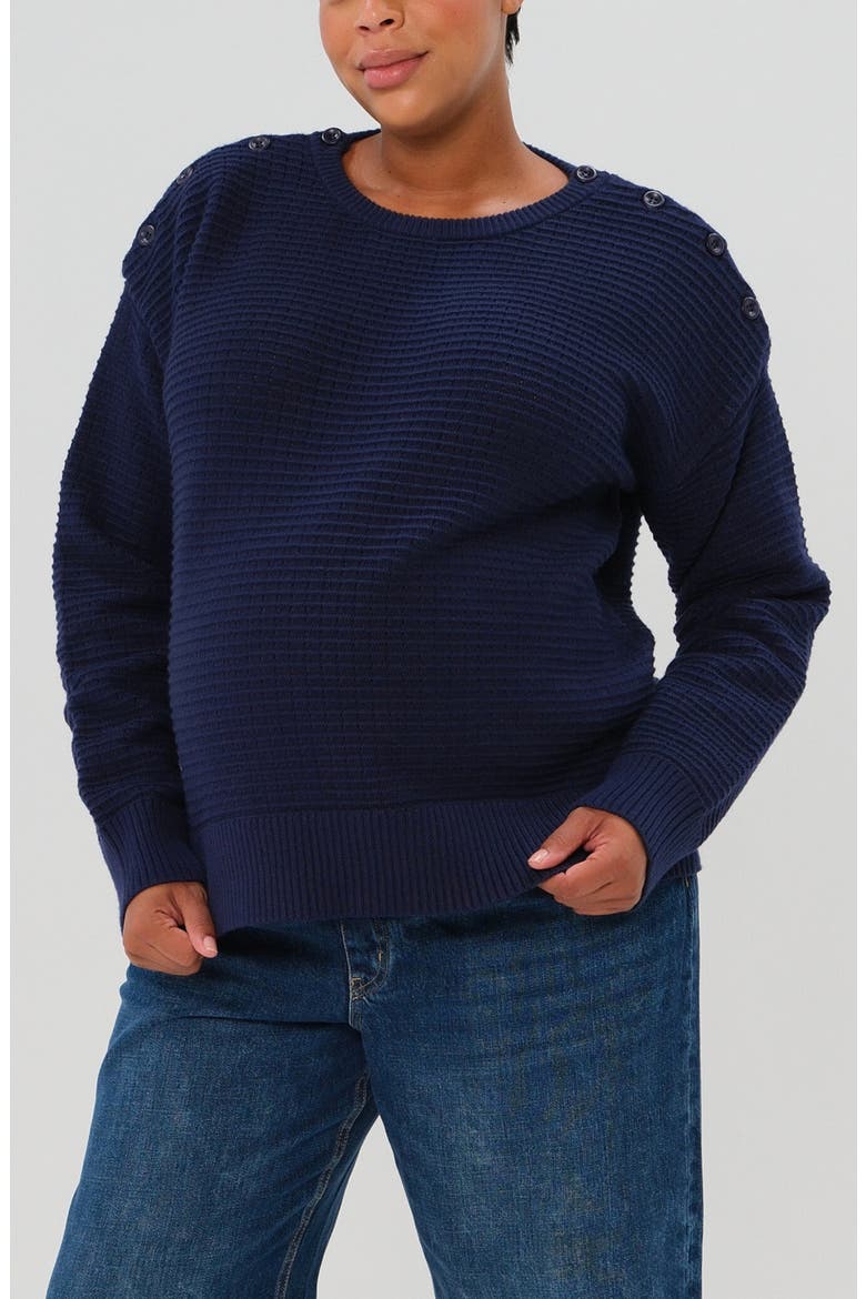 Women's Maternity & Nursing Sweater with Button Detail & Hidden Thumbhole Feature, Main, color, Blue