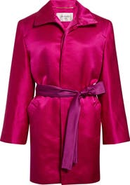 Saint Laurent Silk Satin Belted Coat