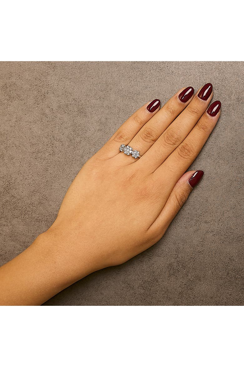 14K White Gold 1 1/4 Cttw Diamond Three Cluster Engagement Ring, Alternate, color, White