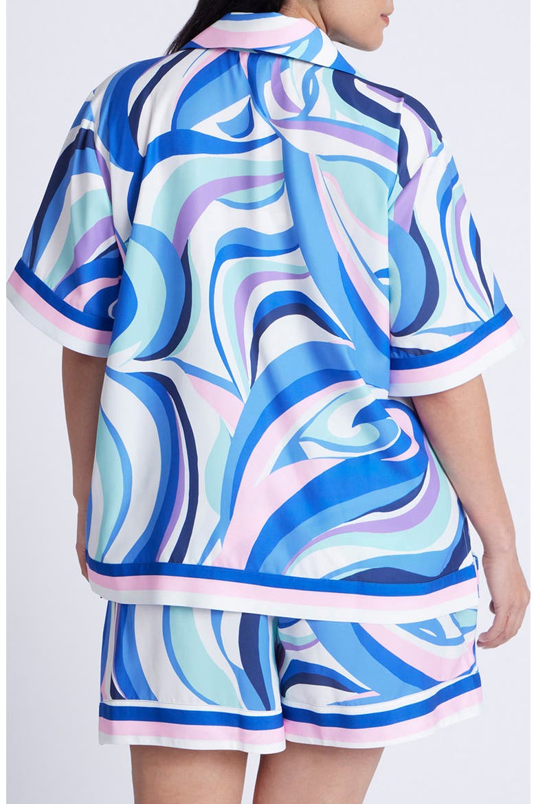 Swirl Print Short Sleeve Button-Up Shirt, Alternate, color, SABRINA SWIRL BLUES