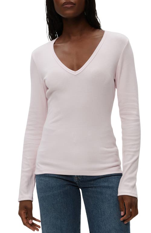 Michael Stars Remi V-neck Rib Top In Lychee