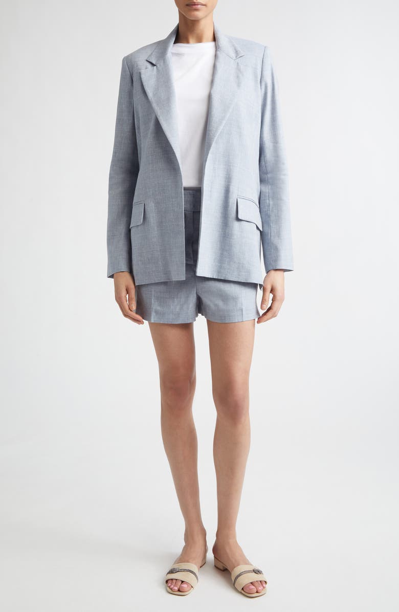 Eleventy Open Front Linen & Wool Jacket, Alternate, color, 130 Sky Blue