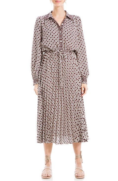 Long Sleeve Pleated Shirtdress