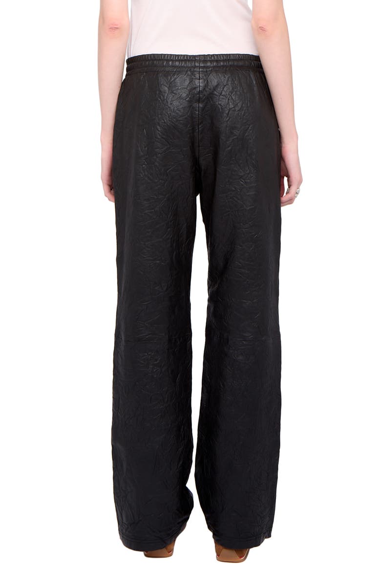Pocha Crushed Leather Pants, Alternate, color, BLACK