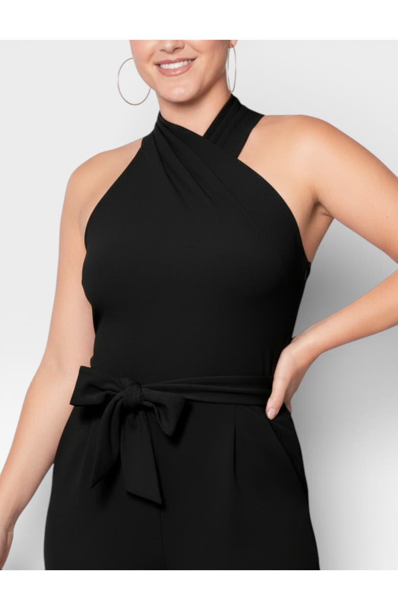 RACHEL Rachel Roy Harland Crossover Halter Jumpsuit, Alternate, color, Black