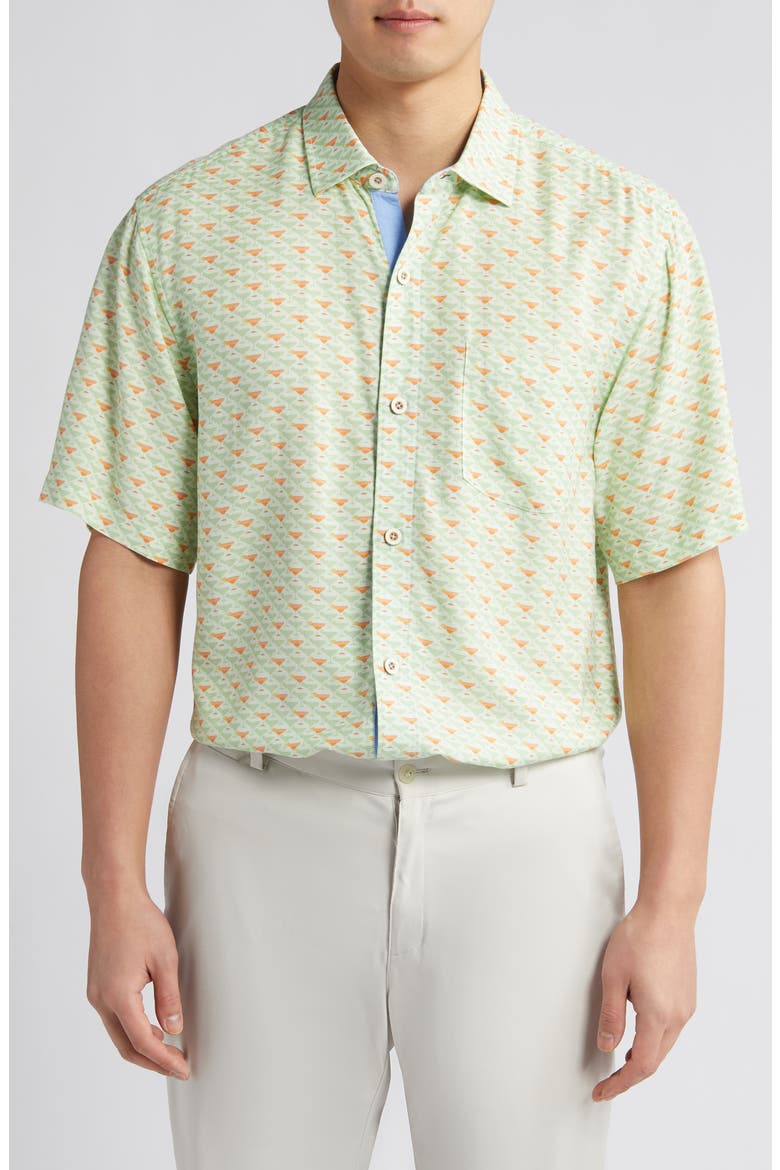 Veracruz Cay Cocktail Mixer Short Sleeve Button-Up Shirt, Main, color, LT WASABI