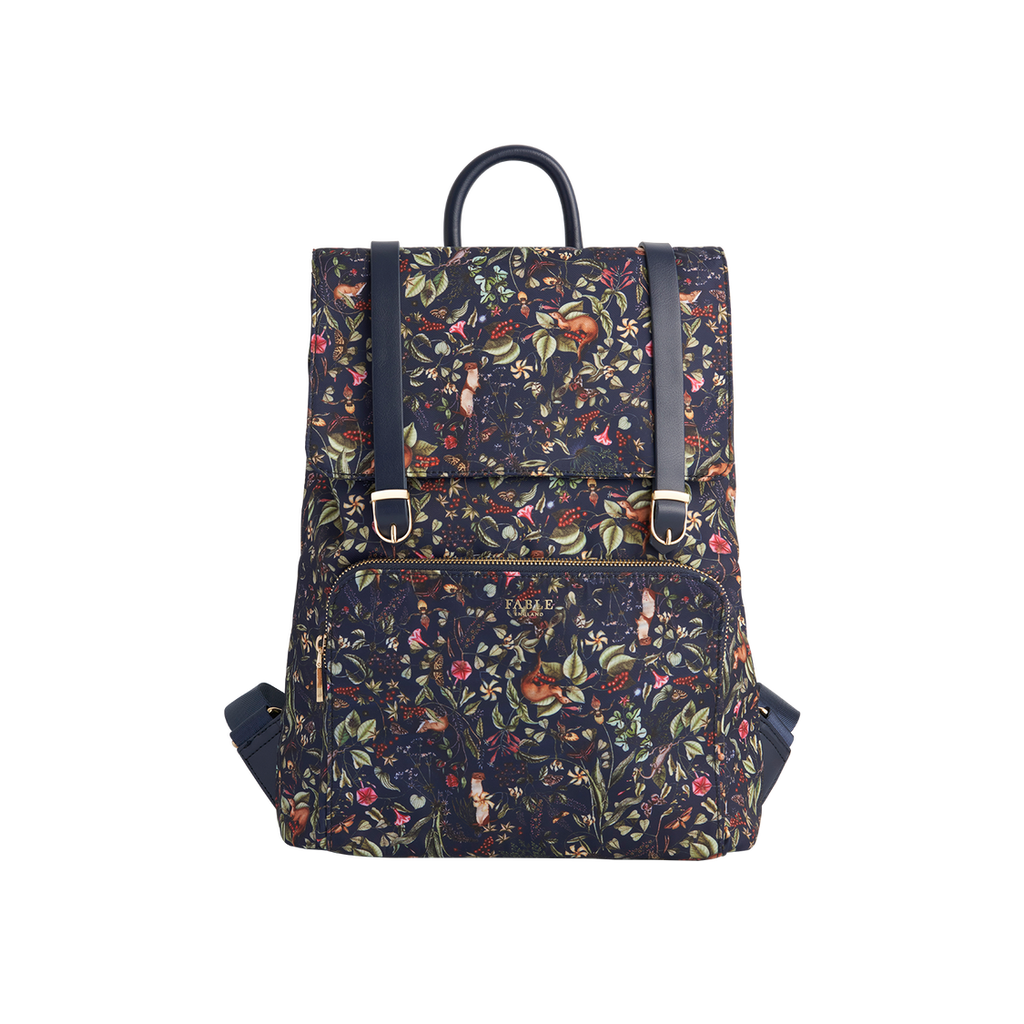 Fable England Wolf Garden Large Navy Backpack In Blue