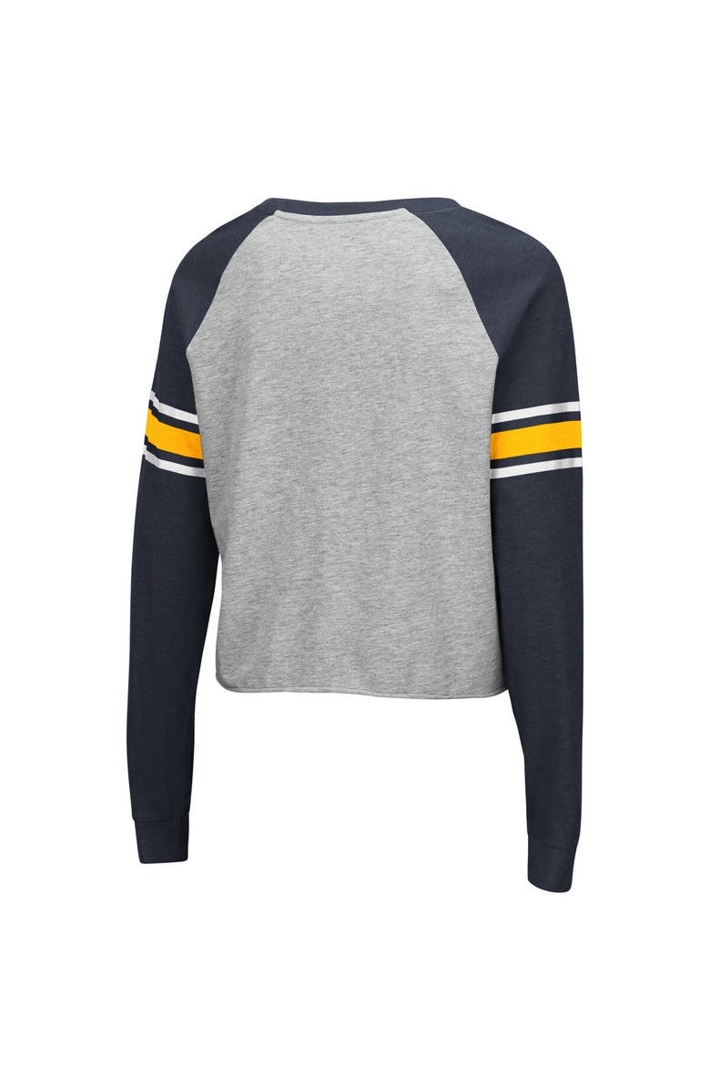 COLOSSEUM Women's Colosseum Heathered Gray/Navy West Virginia Mountaineers Decoder Pin Raglan Long Sleeve T-Shirt, Alternate, color, 