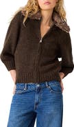 Steve Madden Odessa Faux Fur Collar Zip Sweater