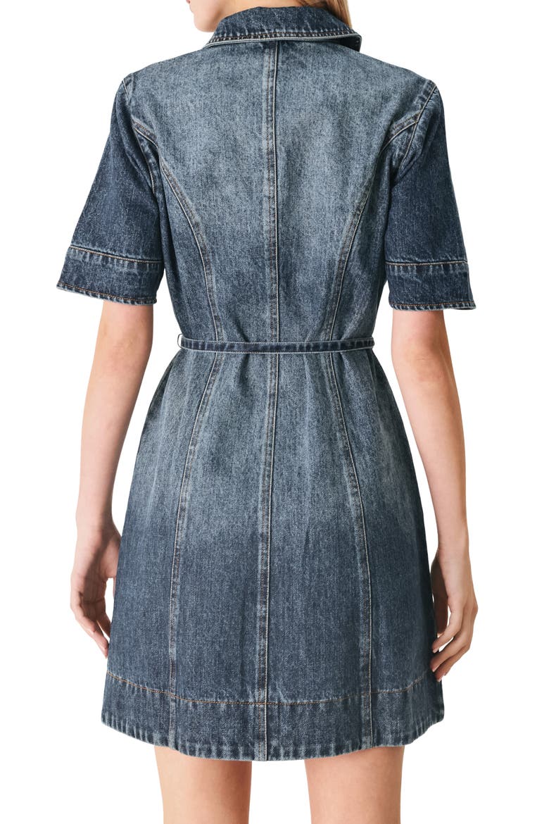Short Sleeve Denim Minidress, Alternate, color, INDIGO