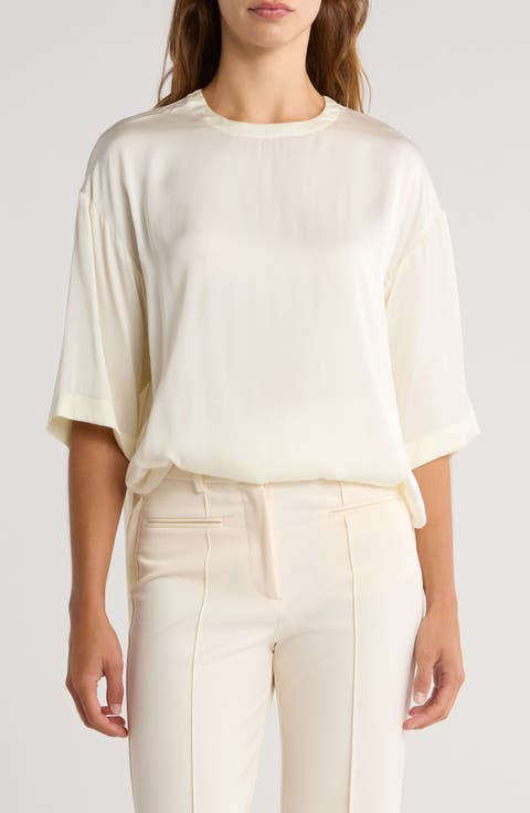 売れ筋商品|||ダナ キャラン ニューヨーク カットソー トップス レディース Women's Mini Slub Waffle Three Quarter Sleeve T-Shirt Black DKNY Sport by Donna Karan Mini Waffle Crew Neck Short Sleeve