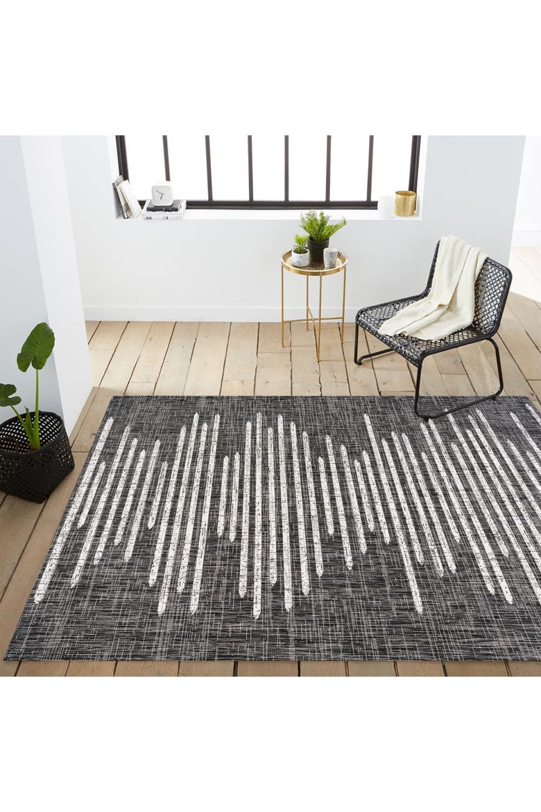 Zolak Berber Stripe Geometric Indoor/Outdoor Area Rug, Alternate, color, Black/Ivory
