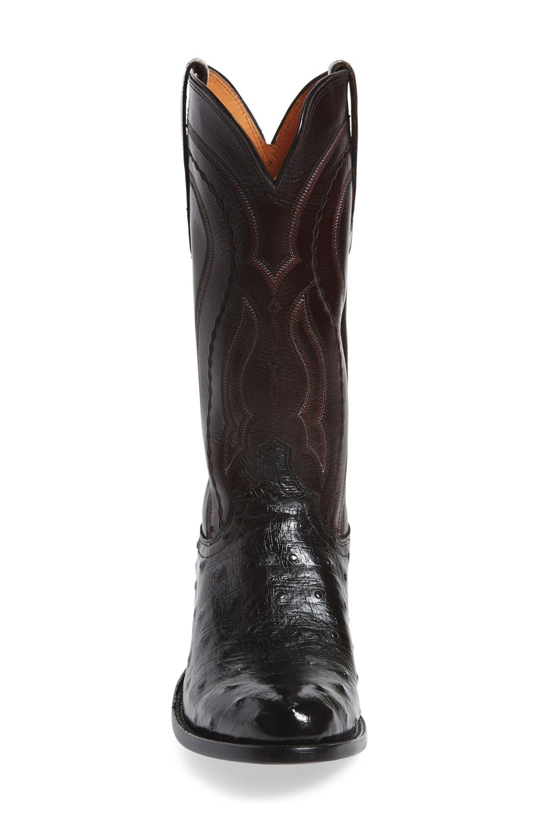 Lucchese 'Montana' Genuine Ostrich & Calfskin Western Boot, Alternate, color, 