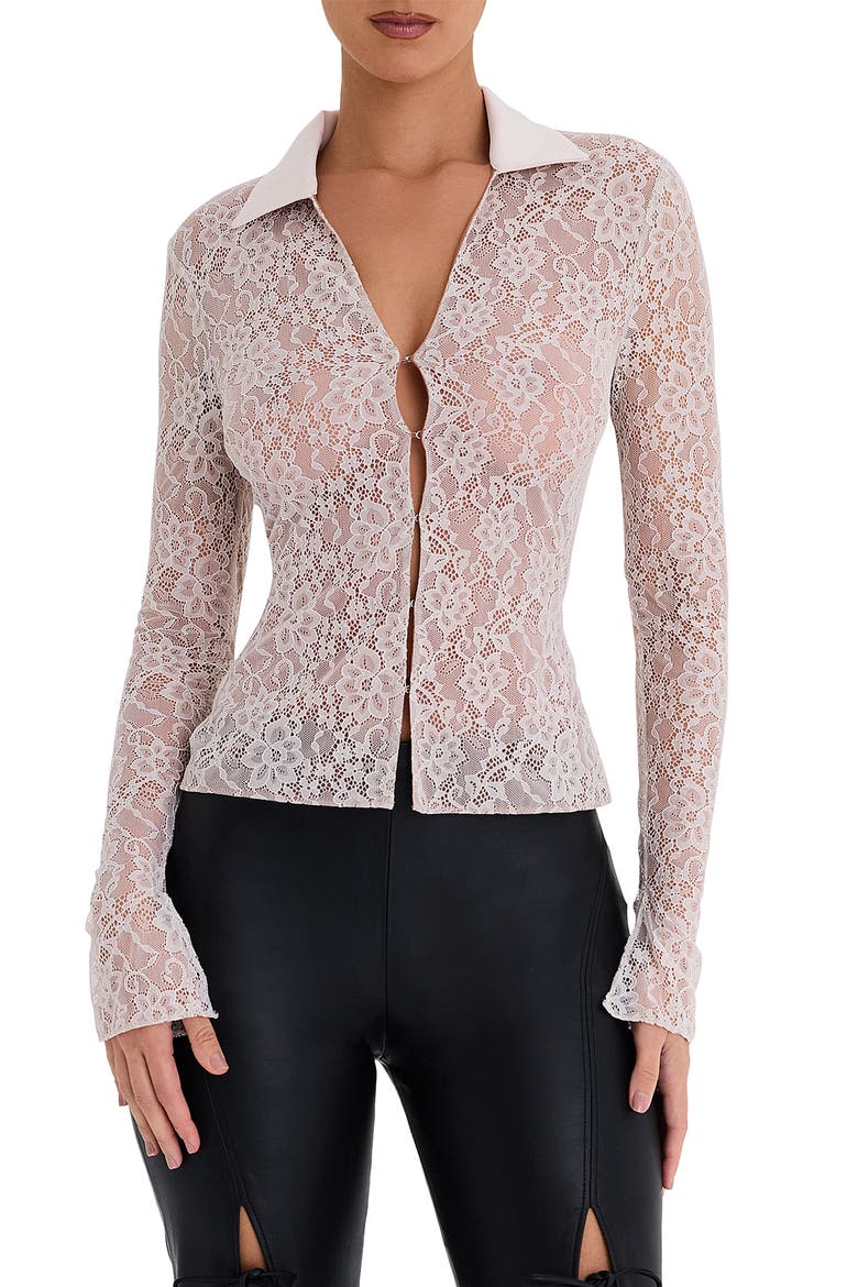 Stretch Lace Shirt, Main, color, CREAM