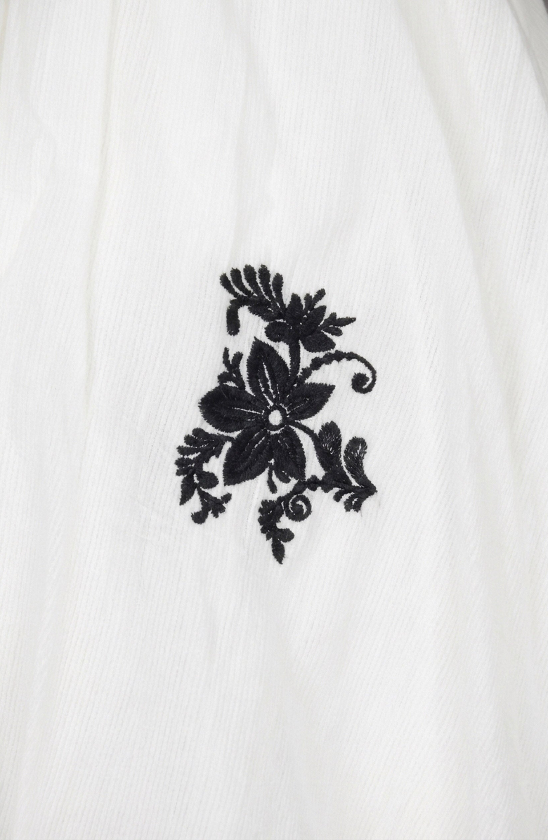 Modenaire Short-Sleeve Button-Front Embroidered Shirt Dress, Alternate, color, White / Black