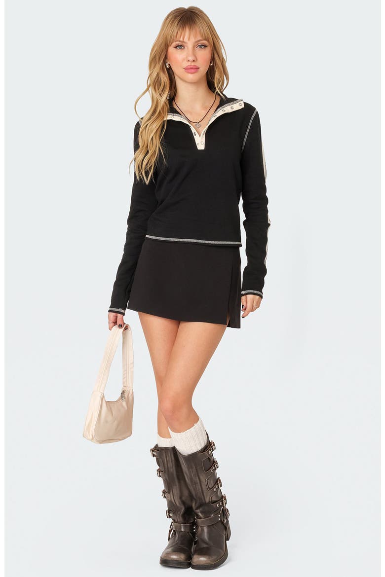 Gio Contrast Stitch Cotton Sweatshirt, Alternate, color, BLACK