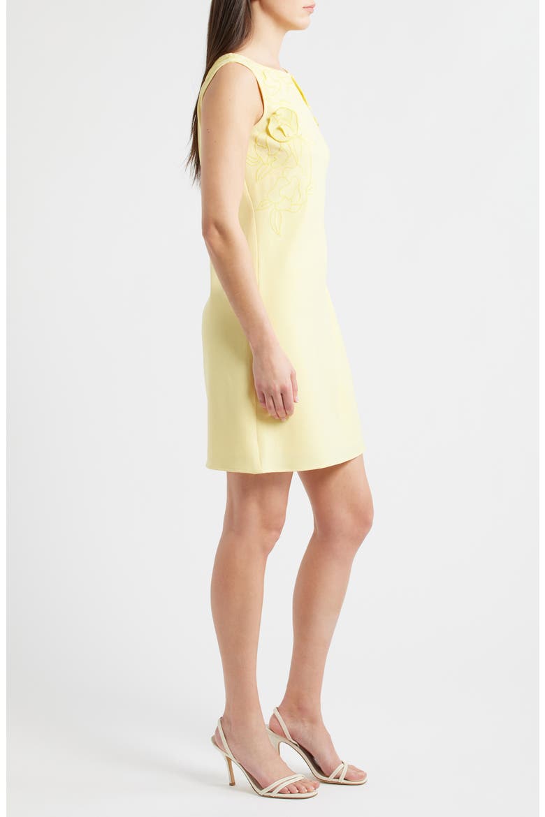Floral Appliqué Sleeveless Crepe Sheath Dress, Alternate, color, BUTTERCUP