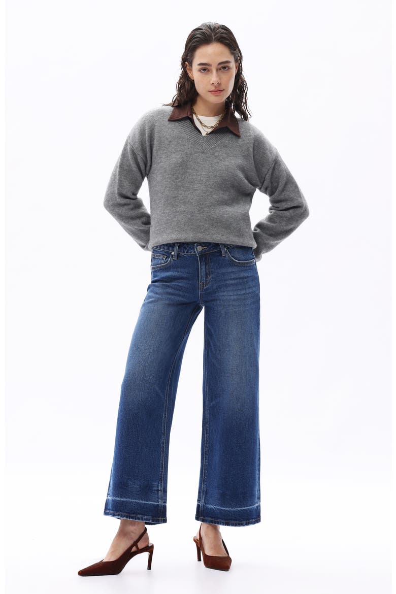 Low Rise Ankle Wide Leg Jeans, Alternate, color, DARK BLUE