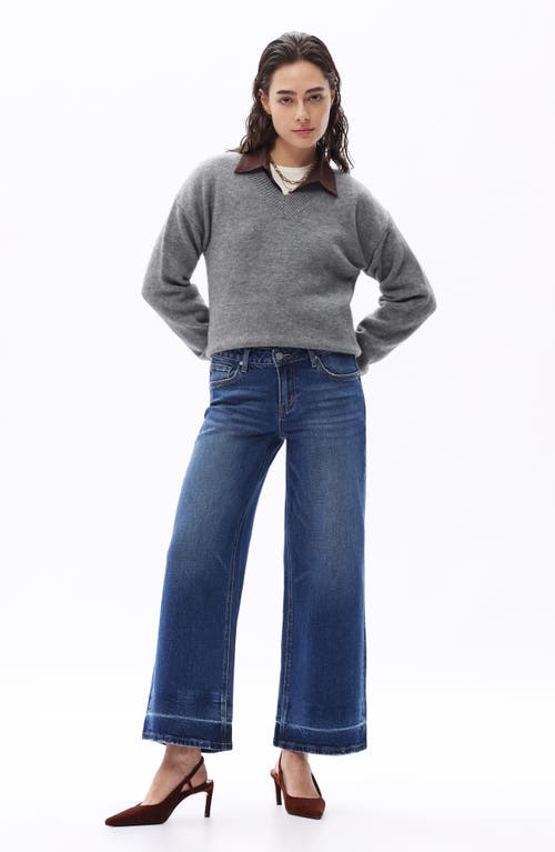 Bayeas Low Rise Ankle Wide Leg Jeans In Blue