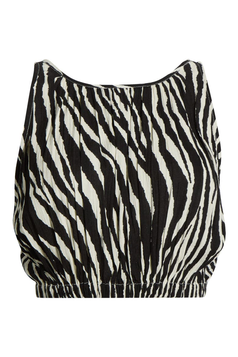 Sleeveless Crop Cover-Up Top, Alternate, color, BLACK ZEBRA