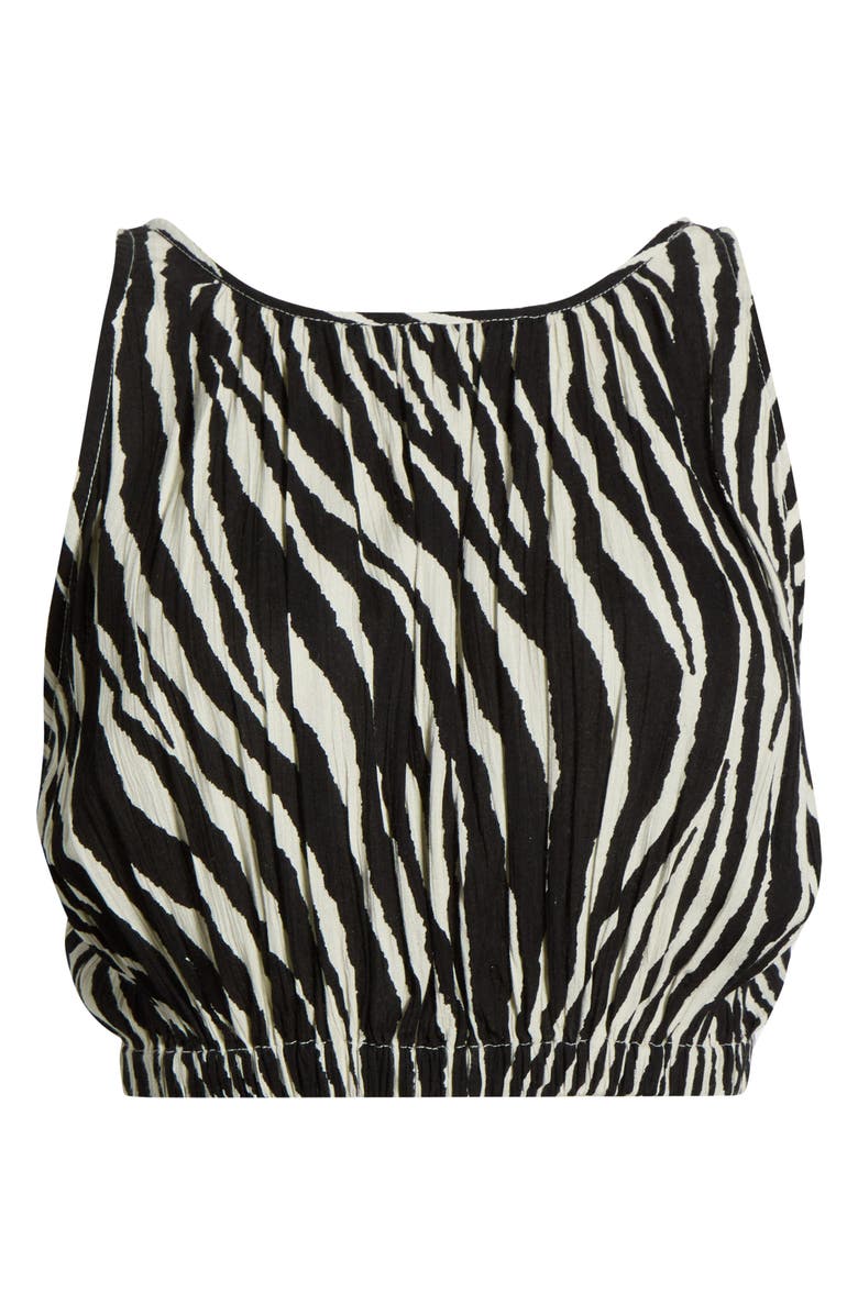 Elan Sleeveless Crop Cover-Up Top, Alternate, color, Black Zebra