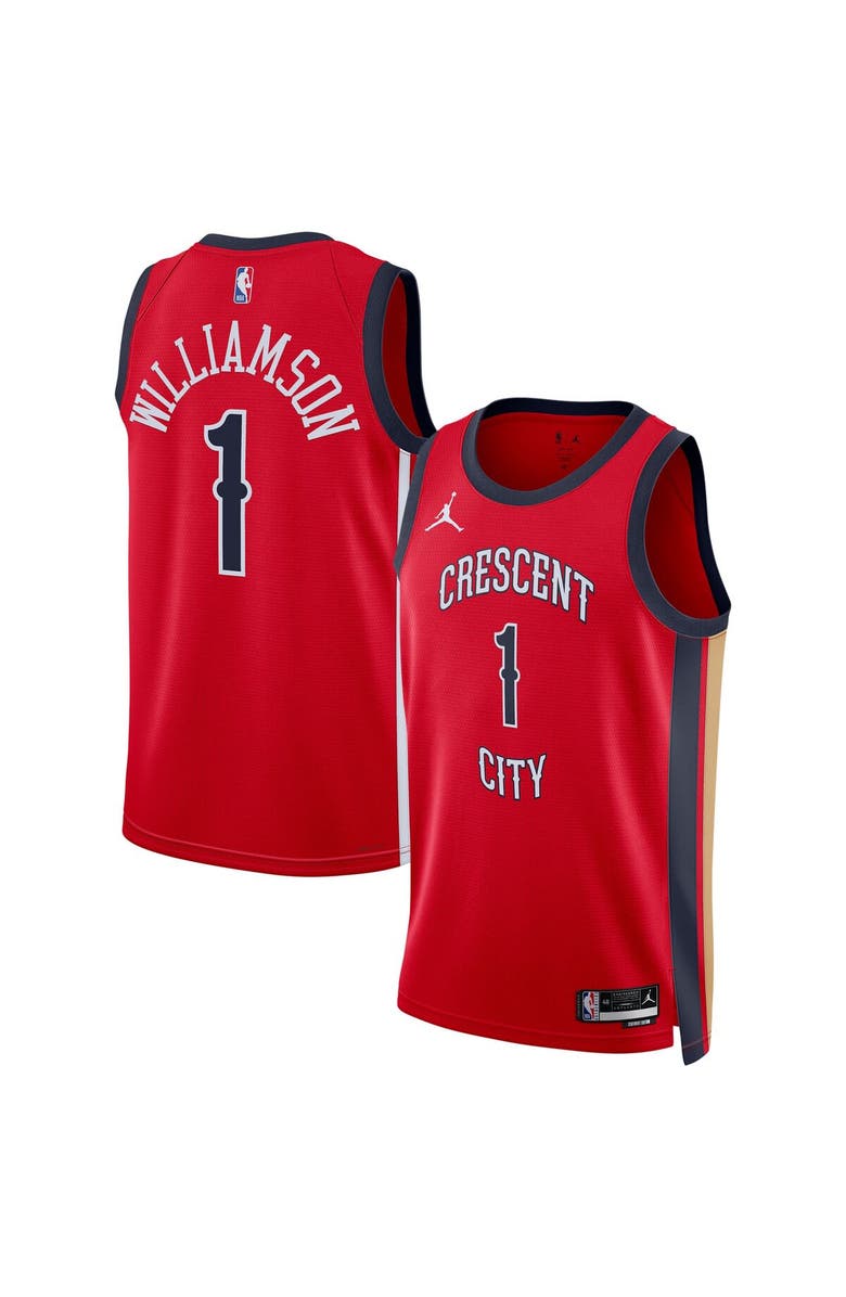 Jordan Brand Unisex Jordan Brand Zion Williamson Red New Orleans Pelicans Swingman Jersey - Statement Edition, Main, color, Red