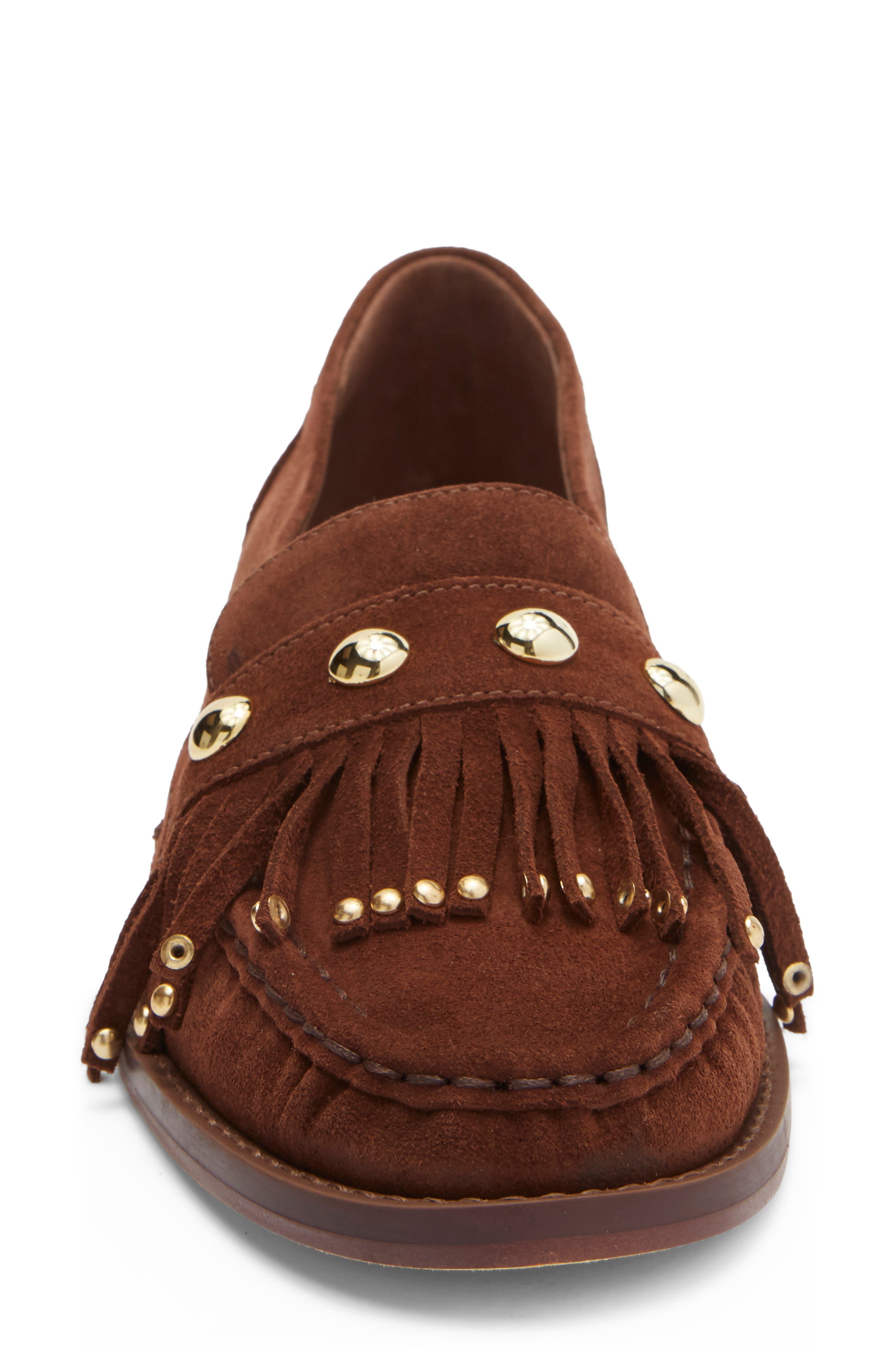 Cinq à Sept Gina Studded Loafer, Alternate, color, Dark Sepia