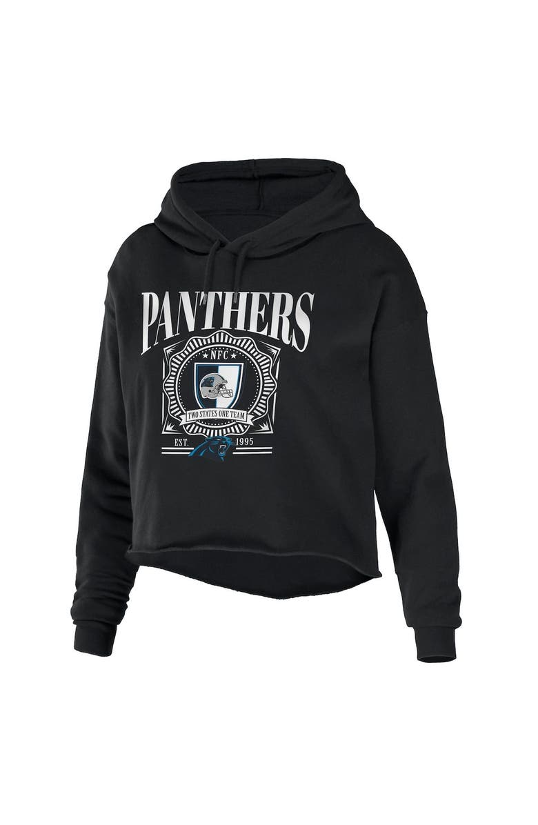 WEAR by Erin Andrews Women's WEAR by Erin Andrews Black Carolina Panthers Cropped Sponge Fleece Pullover Hoodie, Alternate, color, Black