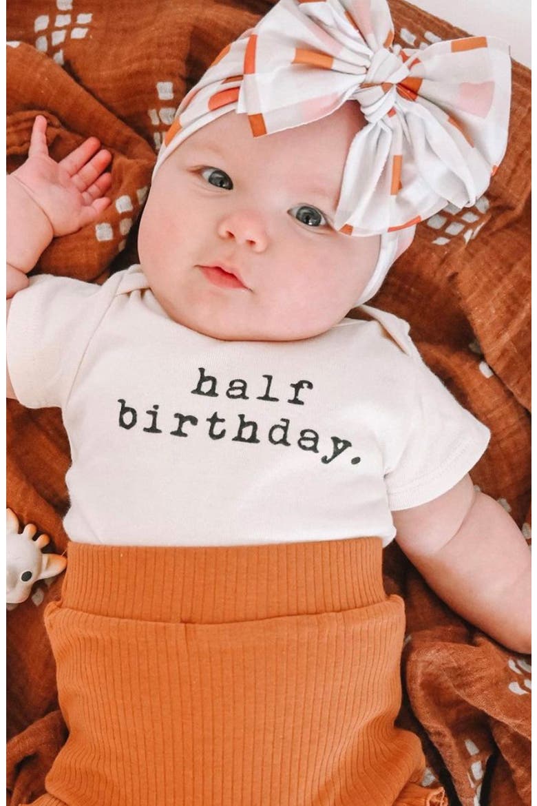Half Birthday Organic Cotton Bodysuit, Alternate, color, NATURAL