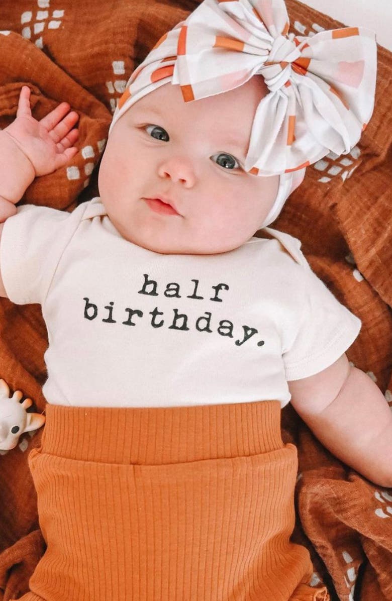 Tenth & Pine Half Birthday Organic Cotton Bodysuit, Alternate, color,