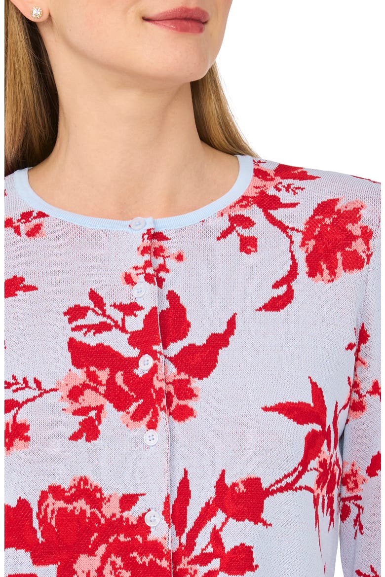 Floral Jacquard Cardigan, Alternate, color, DUSTY SKY BLUE